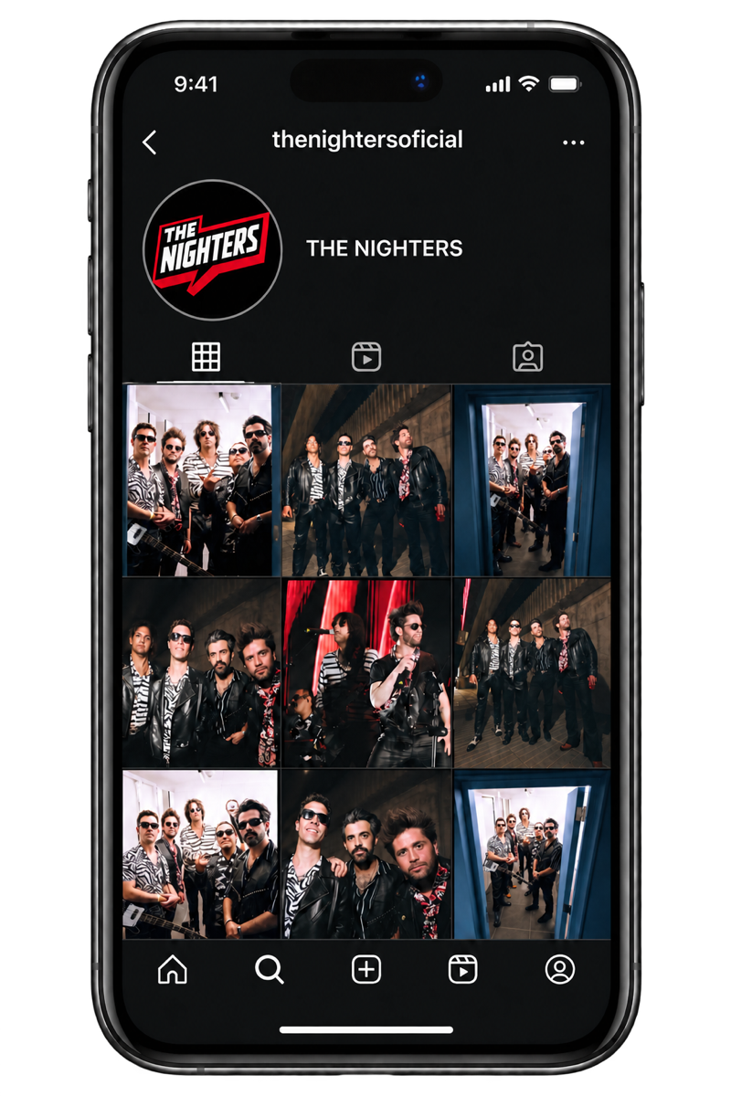 Perfil de Instagram de The Nighters mostrado en un iPhone